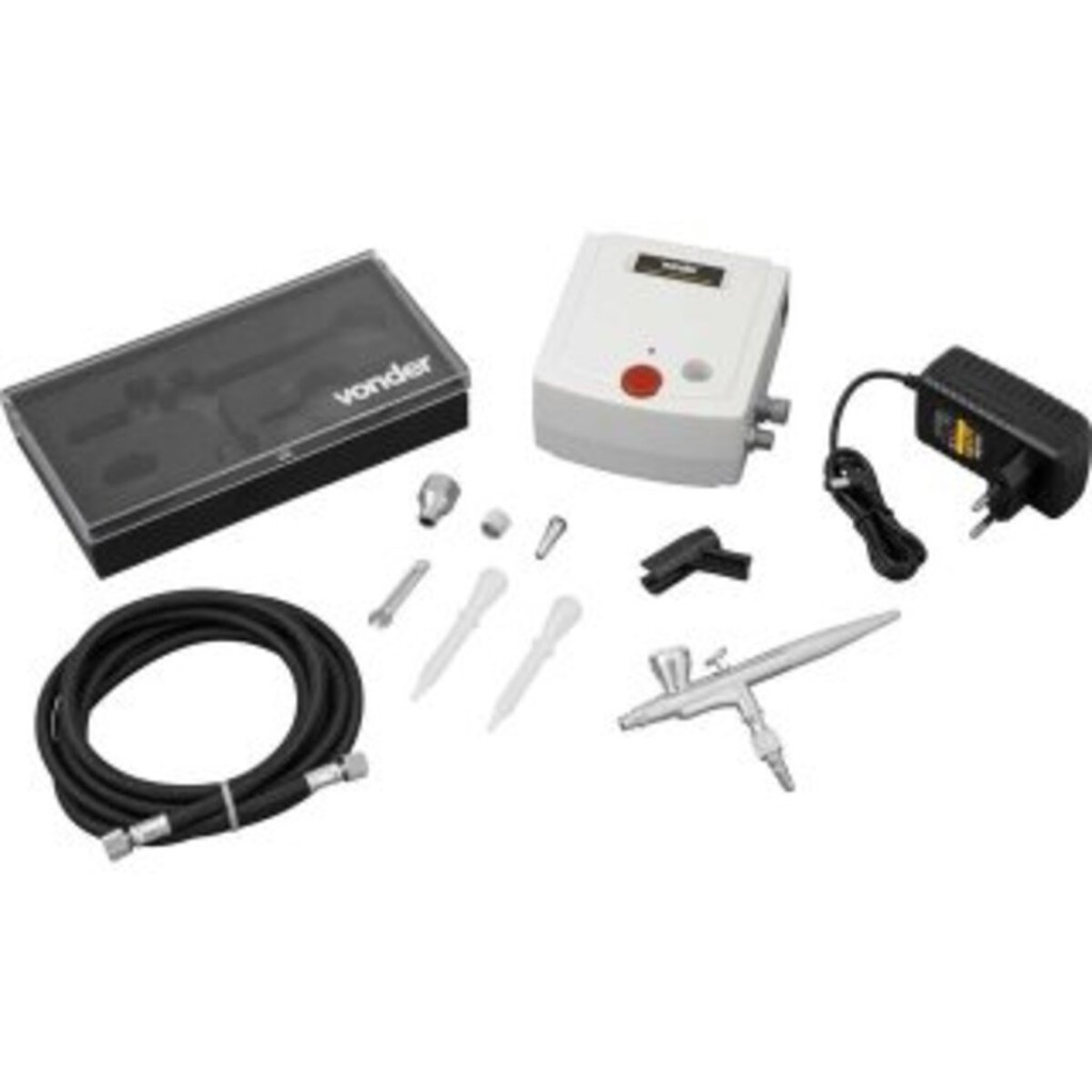 Kit  Aerografia Mini Compressor Ar + Aerógrafo - Vonder