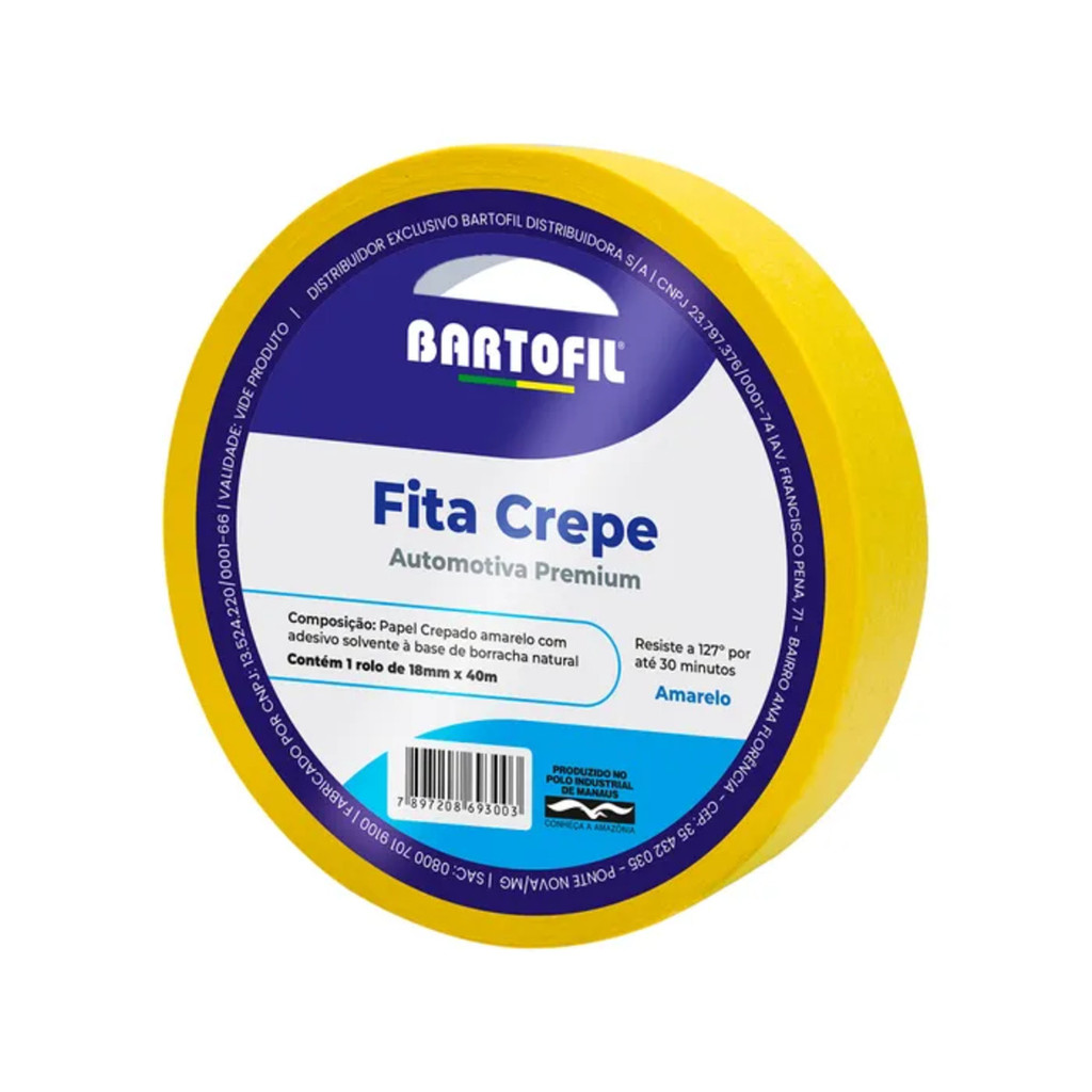 Fita Crepe Automotiva Amarela 18Mmx40 - Bartofil