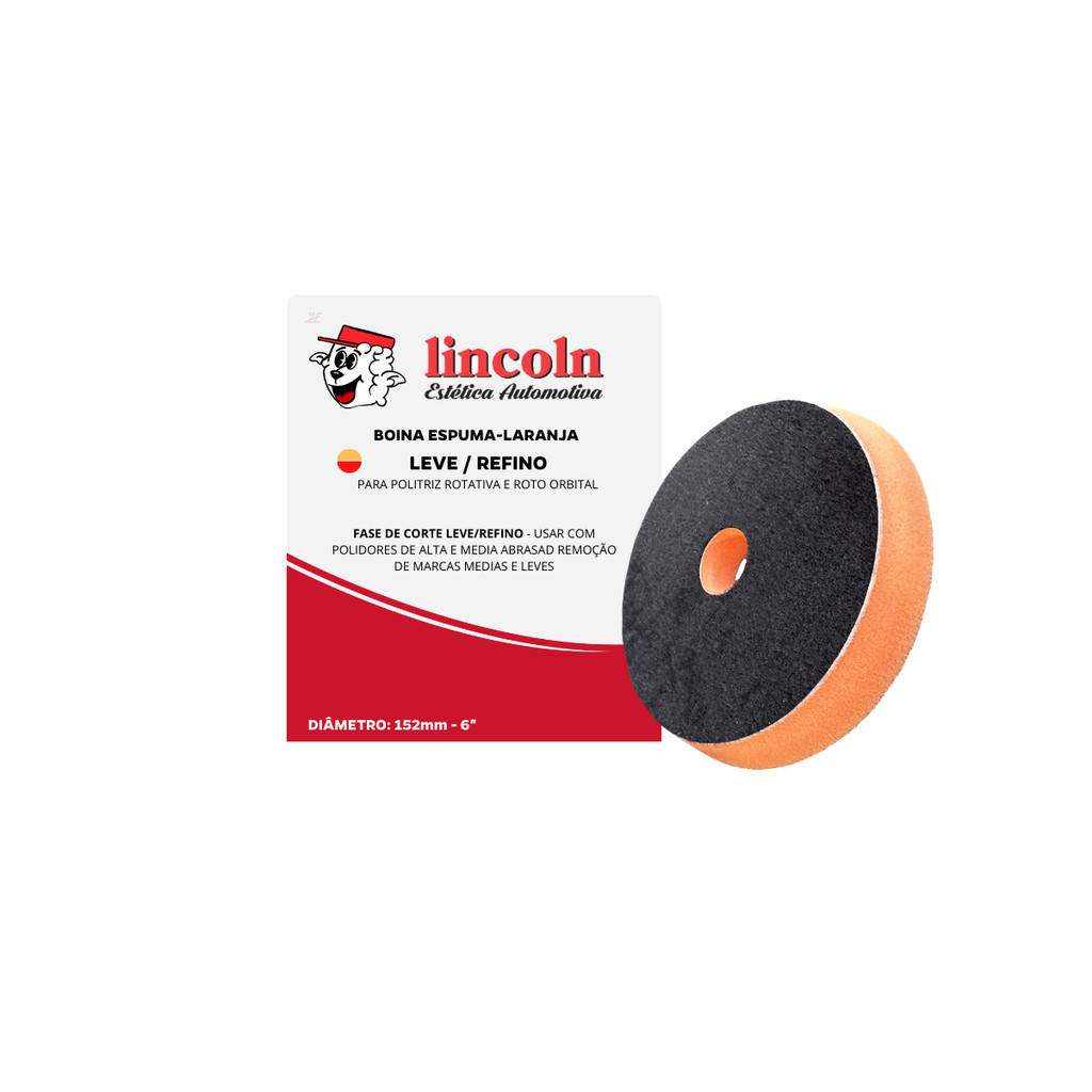 Boina De Espuma Flat Laranja Corte Leve/Refino 6"- Lincoln