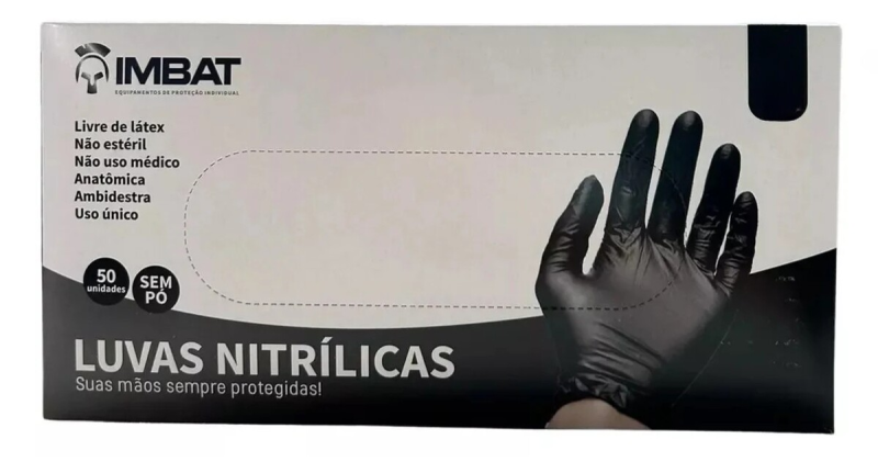 Caixa Luva Nitrilica Preta Tam G 50 Un 