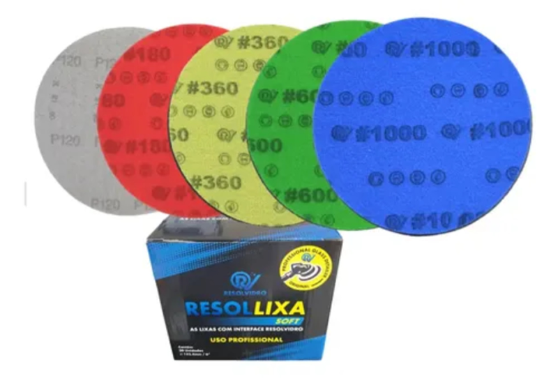 KIT LIXAS POLIMENTO VIDROS 6'''' 120/180/3